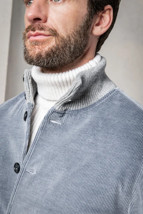 Light blue corduroy bomber jacket – Made in Italy