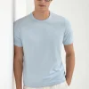 Light blue cotton t-shirt with collar detail - Made in Italy