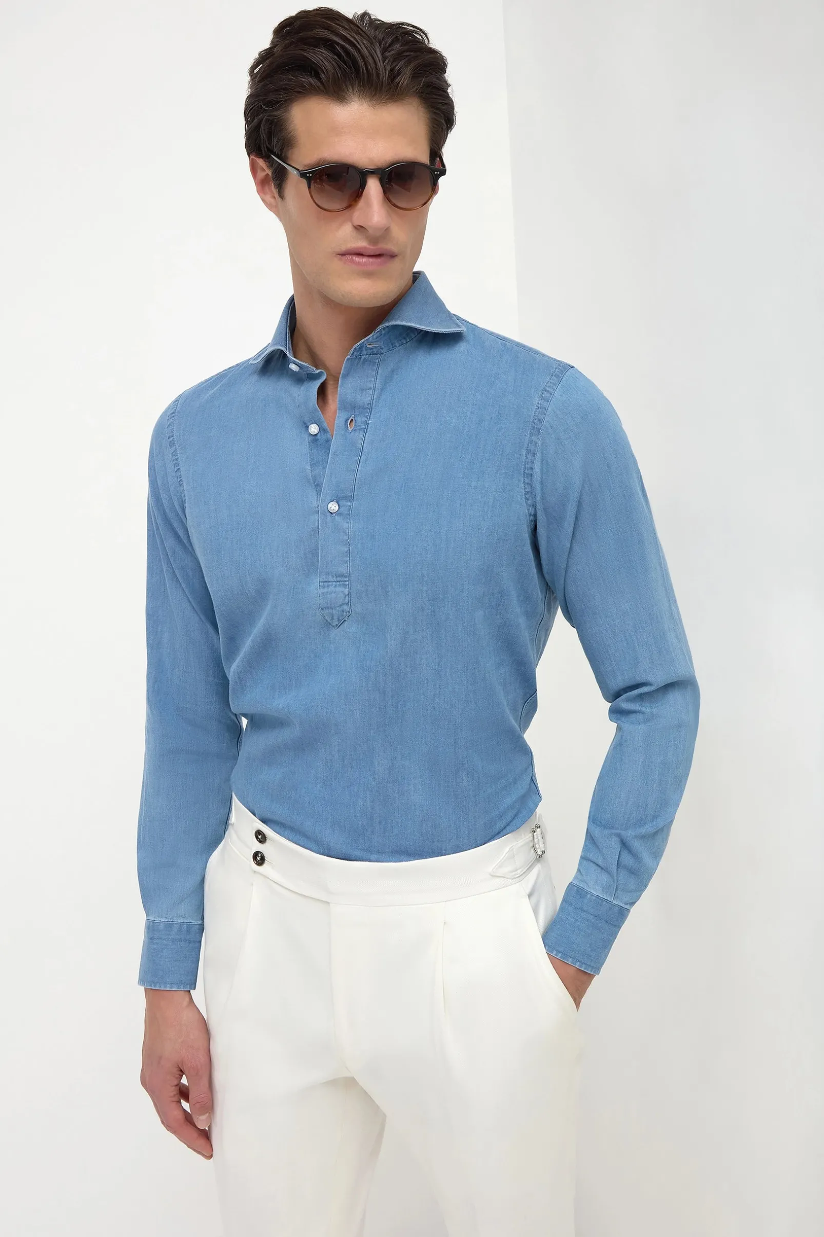 light_blue_denim_popover__0.webp Light blue denim popover shirt - Made in Italy