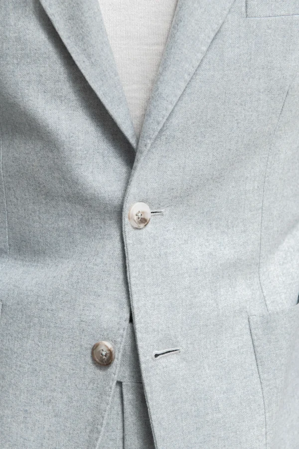 Light blue herringbone wool and cashmere suit – Made in Italy