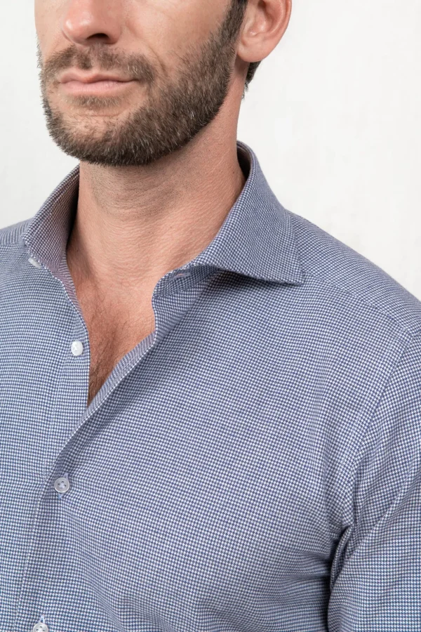 Light blue houndstooth shirt - Made In Italy