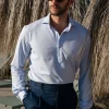 Light blue jersey popover shirt - Made in Italy