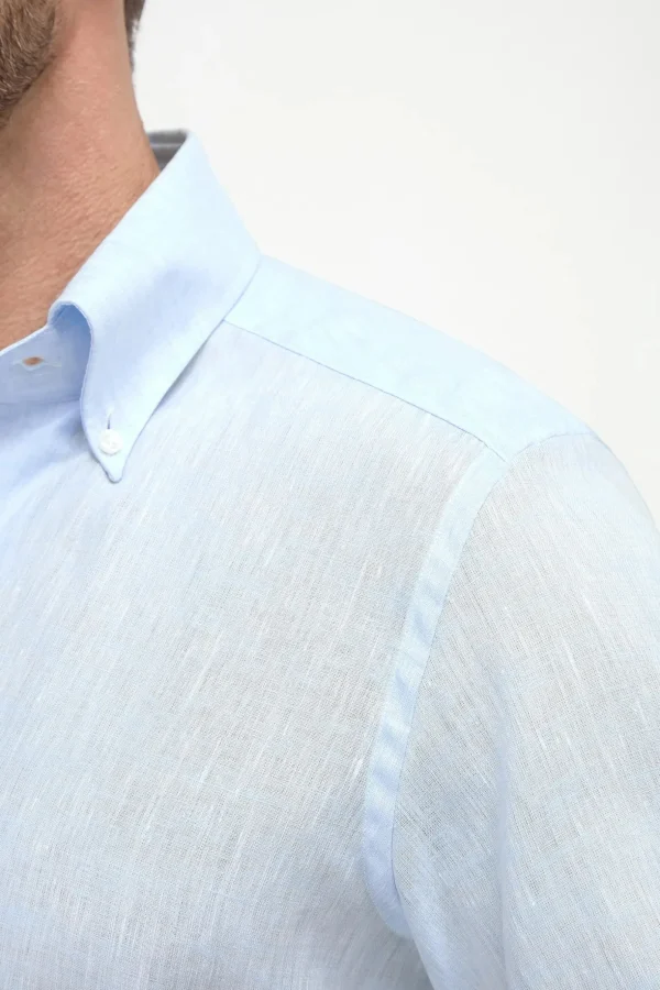 Light blue linen button down shirt - Made In Italy