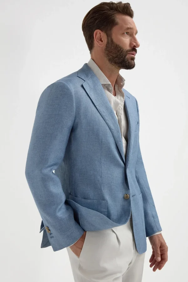 Light blue linen jacket - Made in Italy