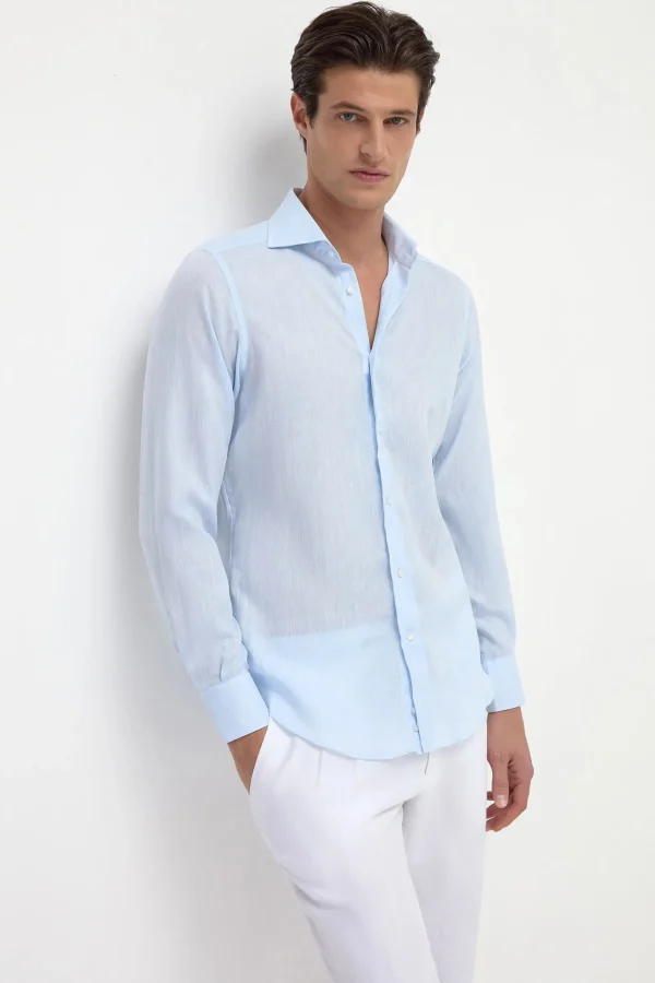 Light blue linen shirt - Made in Italy