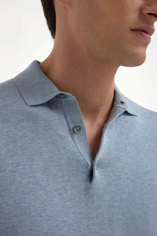 Light blue long sleeve polo - Made in Italy