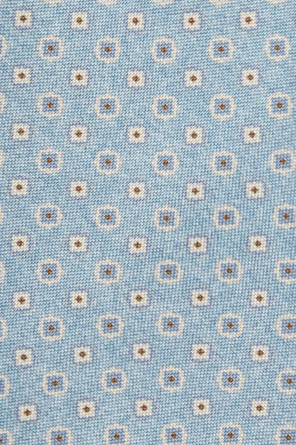 Light blue micro fancy silk tie - Made in Italy