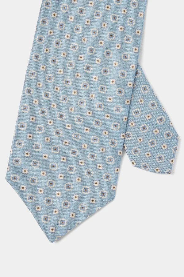 Light blue micro fancy silk tie - Made in Italy