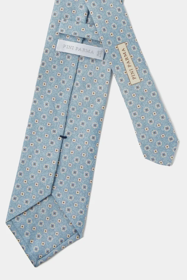 Light blue micro fancy silk tie - Made in Italy