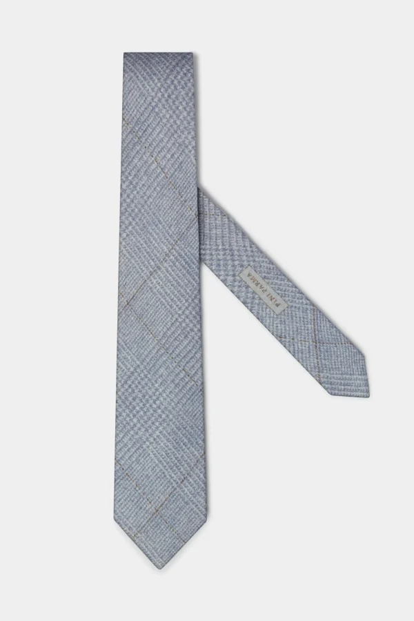 Light blue Prince of Wales tie - Made In Italy