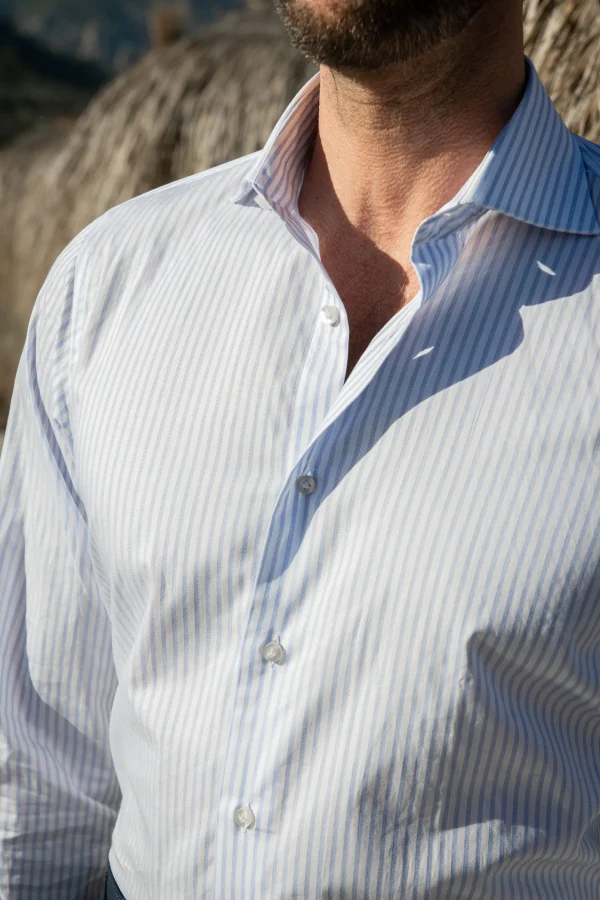 Light blue soft stripe shirt - Made in Italy