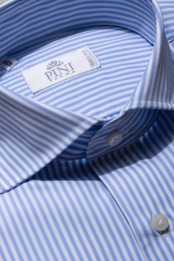 Light blue striped popover shirt - Made in Italy