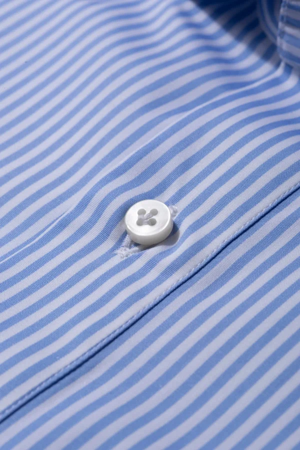Light blue striped popover shirt - Made in Italy