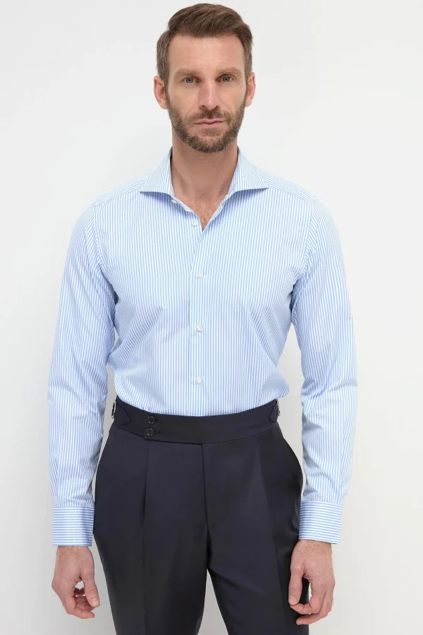 Light Blue Striped Shirt - Made in Italy