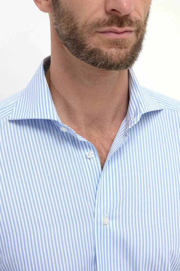Light Blue Striped Shirt - Made in Italy