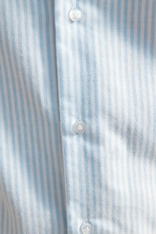Light blue striped soft oxford button down shirt - Made In Italy