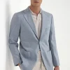 Light blue wool and linen jacket - Made in Italy