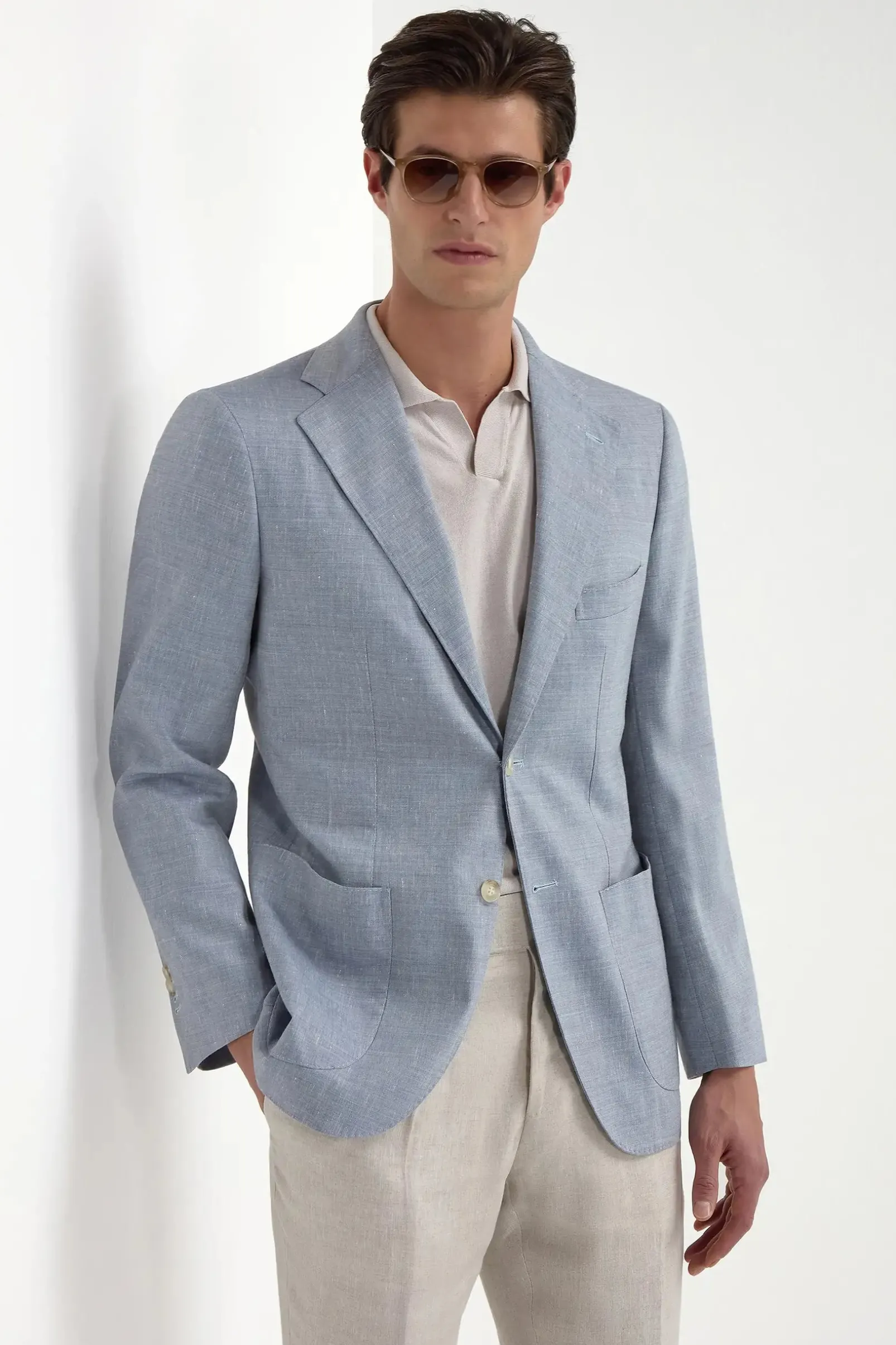 light_blue_wool_and_linen_0.webp Light blue wool and linen jacket - Made in Italy