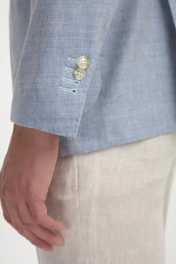 Light blue wool and linen jacket - Made in Italy