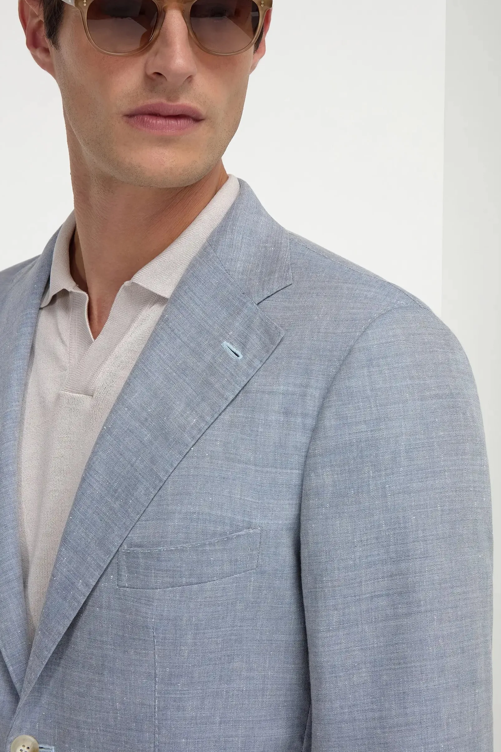 light_blue_wool_and_linen_3.webp Light blue wool and linen jacket - Made in Italy