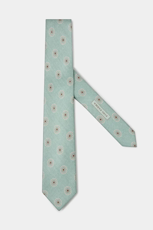 Light green macro fancy tie - Made in Italy