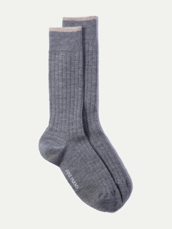 Light grey - Super durable Wool short socks - Made in Italy