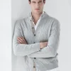 Light grey cable knit cardigan – Made in Italy