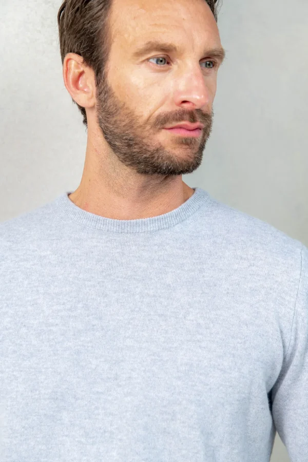 Light grey cashmere round neck – Made in italy
