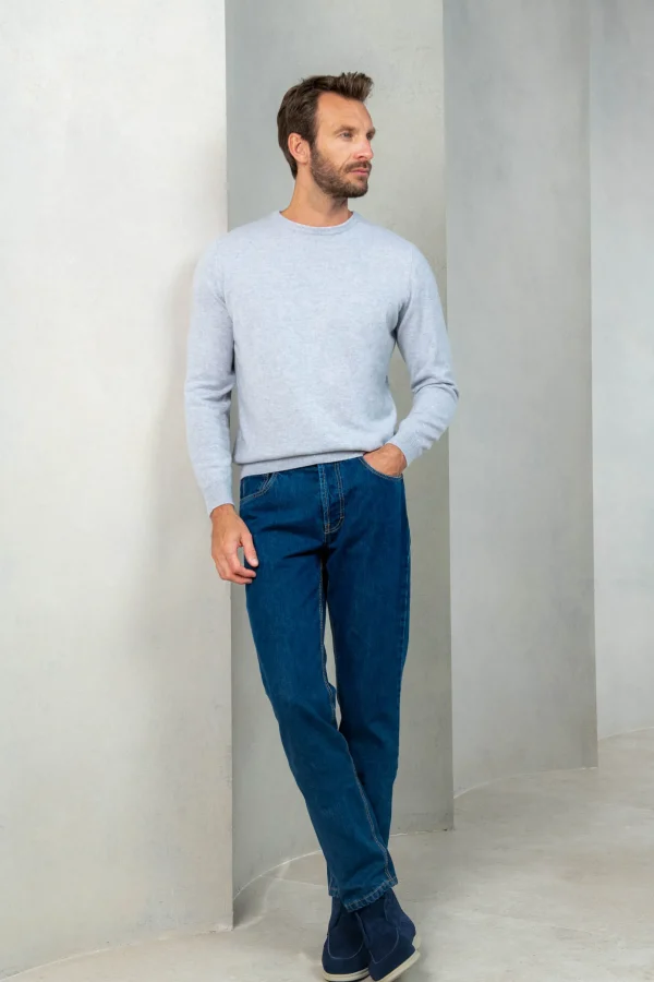 Light grey cashmere round neck – Made in italy