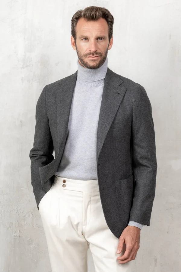 Light grey cashmere turtleneck – Made in italy