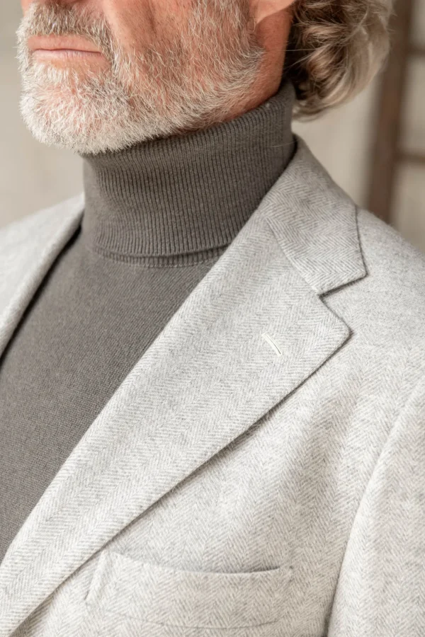 Light grey herringbone jacket - Made in Italy