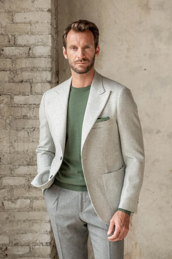Light grey houndstooth jacket "Soragna Collection" - Made in Italy