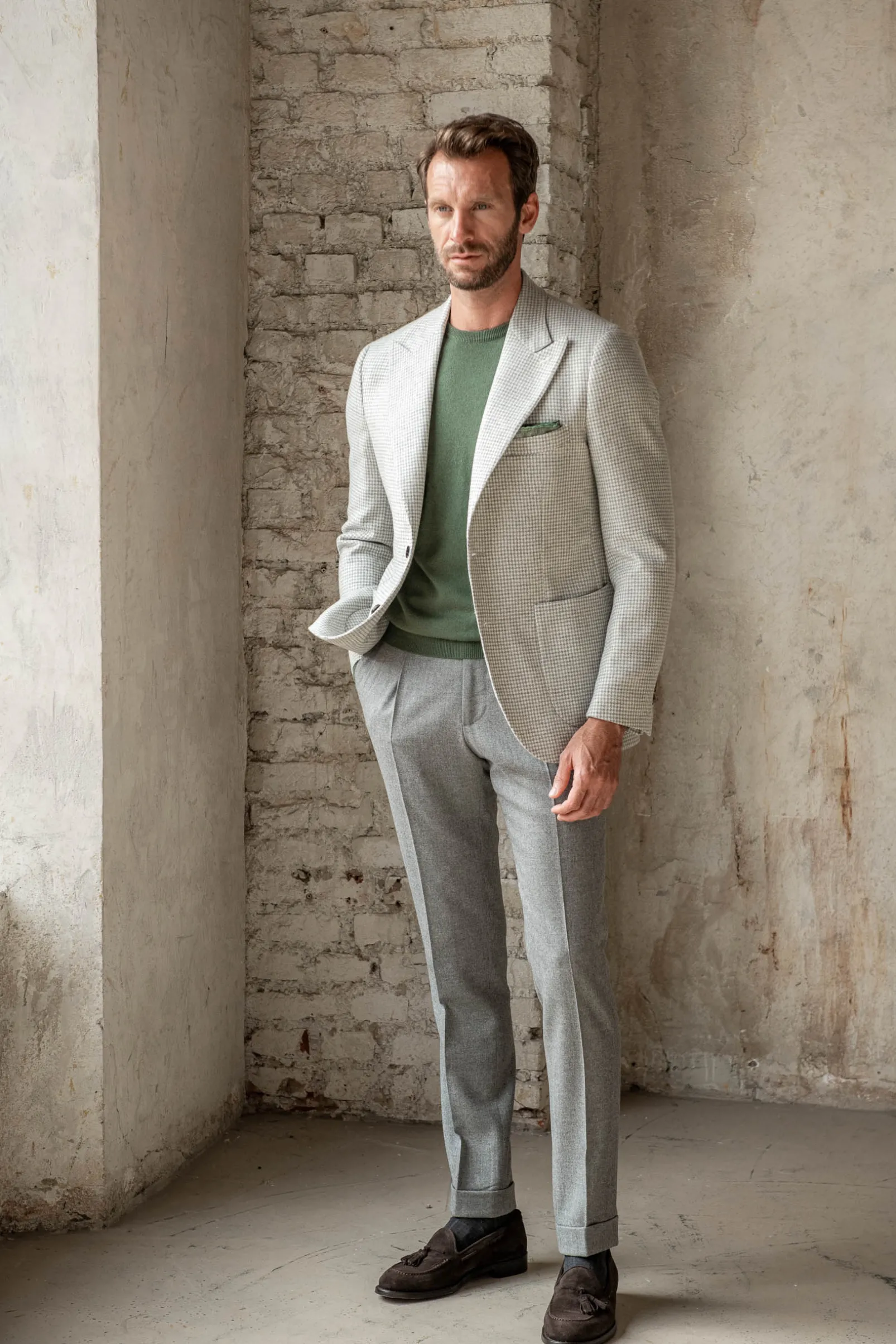 light_grey_houndstooth_ja_2.webp Light grey houndstooth jacket "Soragna Collection" - Made in Italy