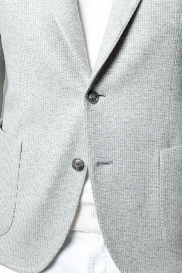 Light grey jersey houndstooth jacket - Made in Italy