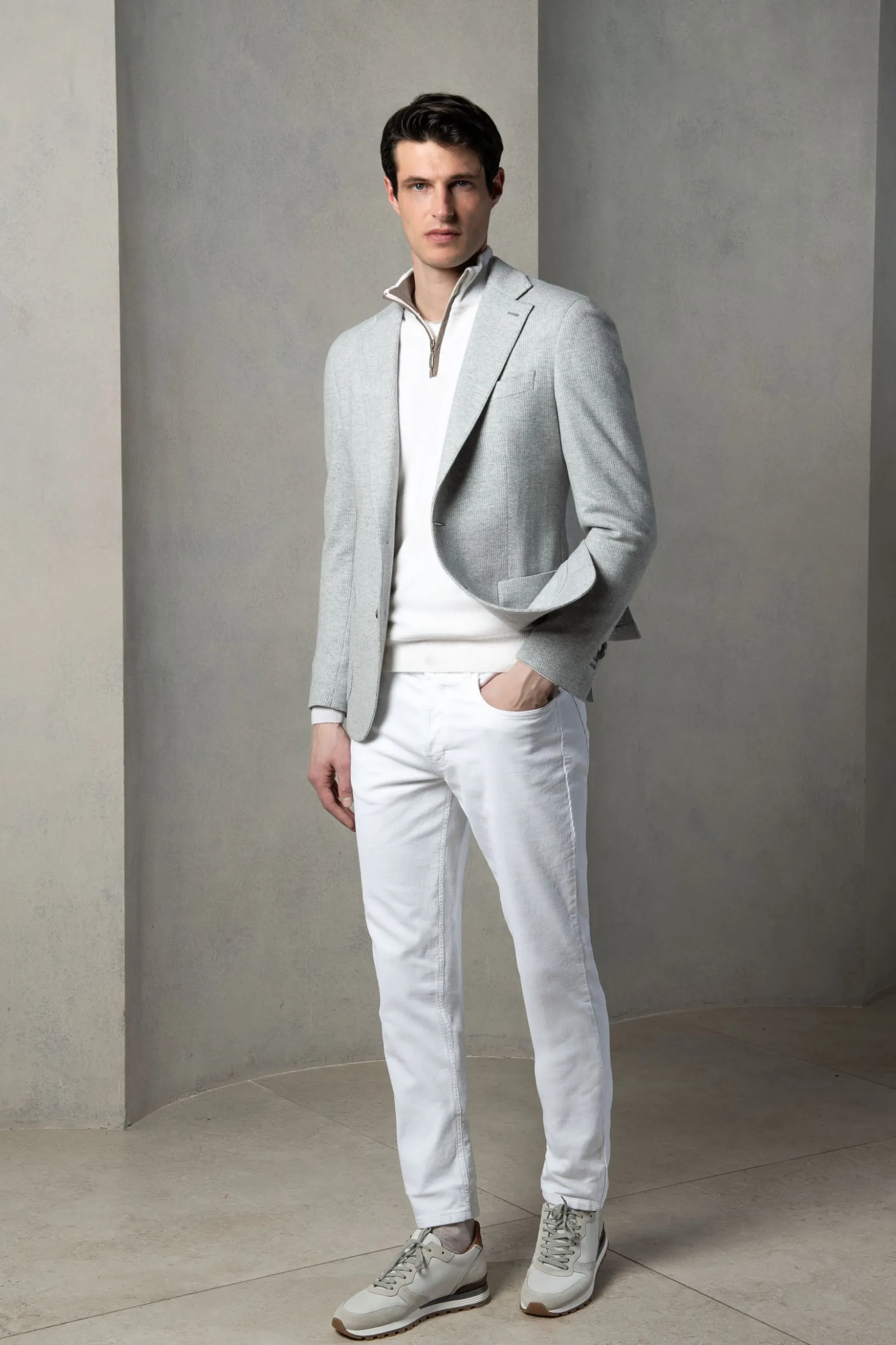 light_grey_jersey_houndst_2.webp Light grey jersey houndstooth jacket - Made in Italy