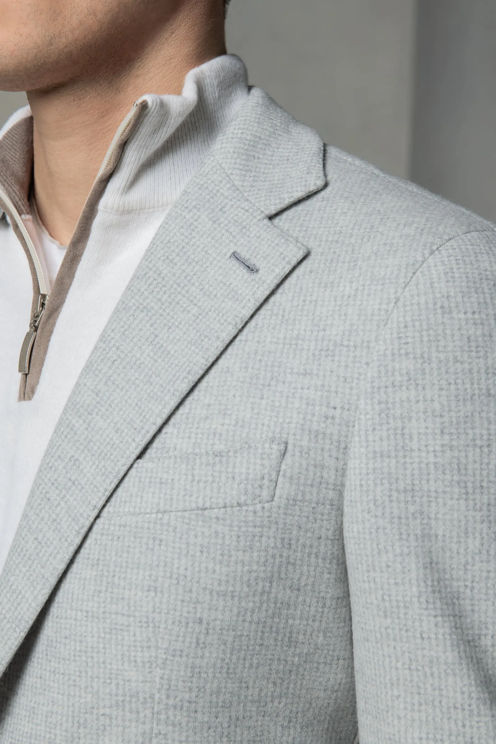 light_grey_jersey_houndst_3.webp Light grey jersey houndstooth jacket - Made in Italy