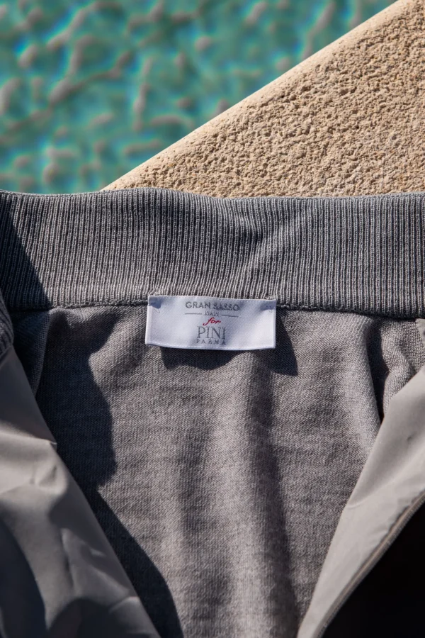Light grey knit & nylon bomber jacket – Made in Italy