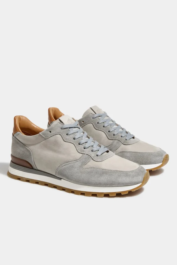 Light grey nabuk and suede runners - Made In Italy