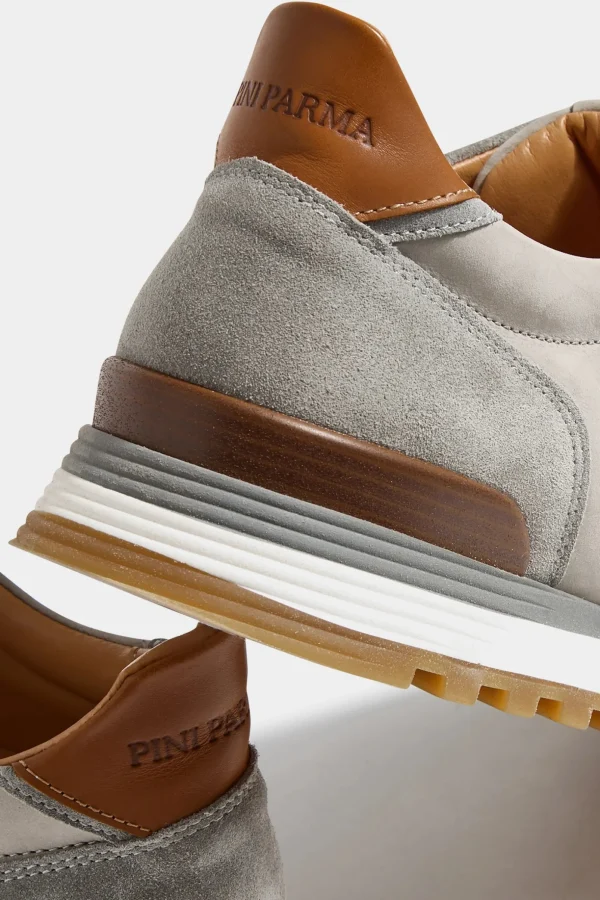 Light grey nabuk and suede runners - Made In Italy