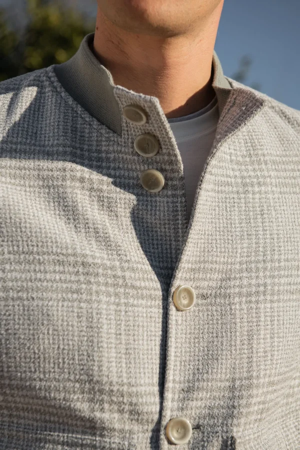 Light grey Prince of Wales bomber jacket – Made in Italy