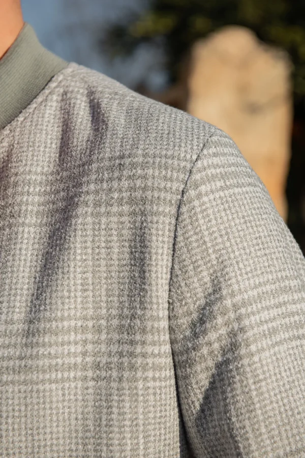 Light grey Prince of Wales bomber jacket – Made in Italy