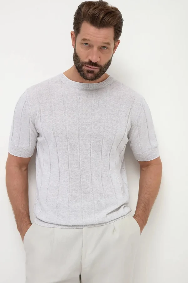 Light grey ribbed t-shirt - Made in Italy