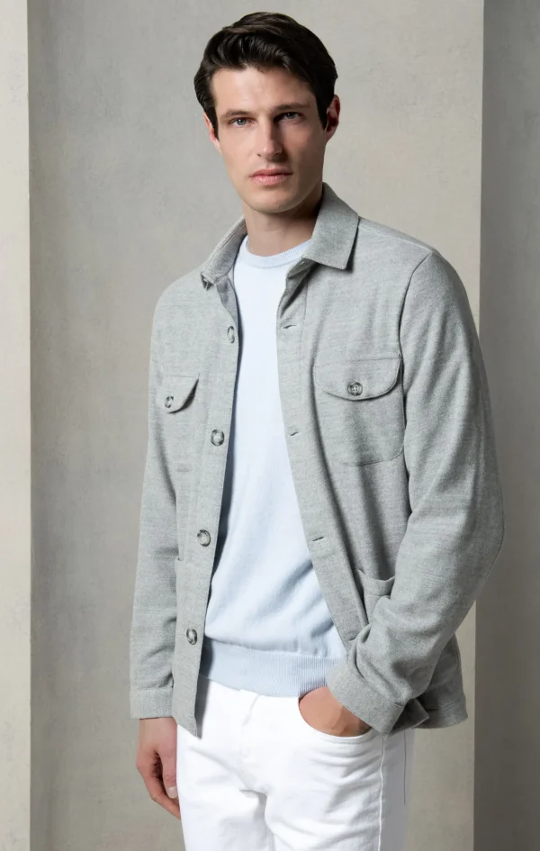 Light grey Safari Jacket flannel Super 180'S – Made in Italy