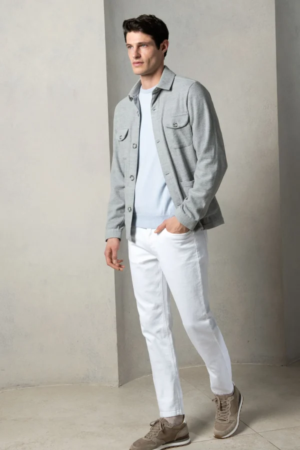 Light grey Safari Jacket flannel Super 180'S – Made in Italy
