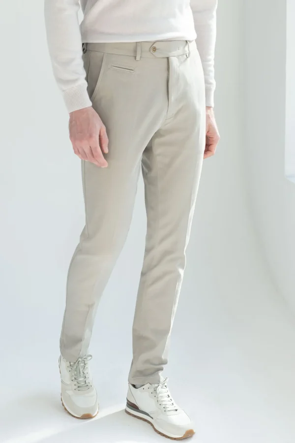 Mastic cotton and cashmere Garda trousers - Made in Italy
