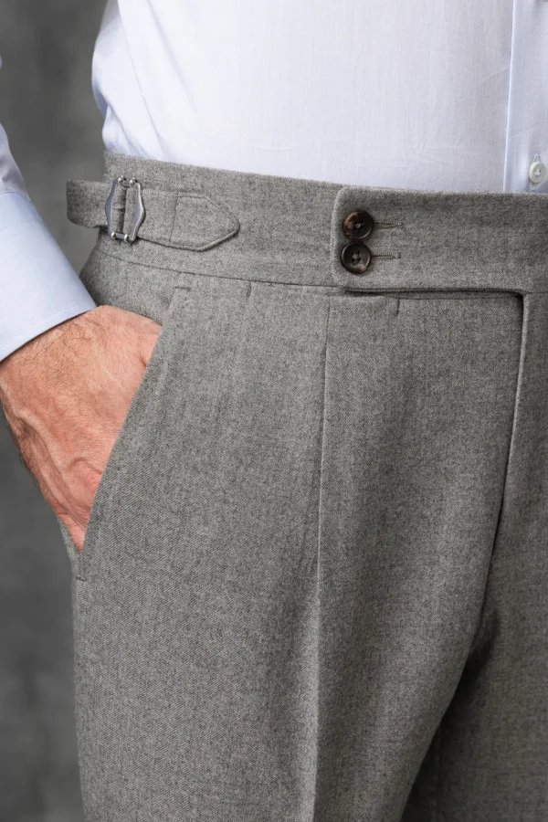 Mid grey flannel Soragna trousers - Made in Italy