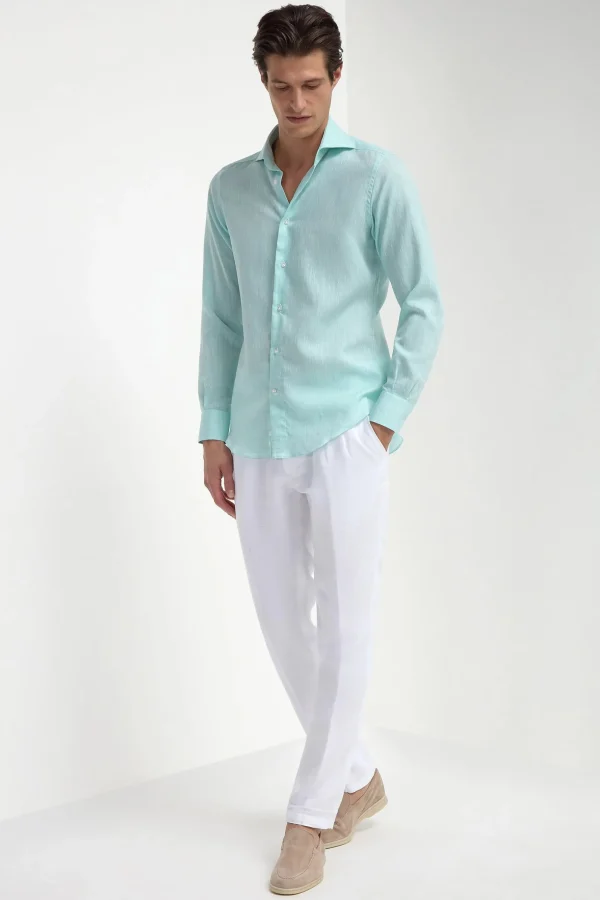 Mint linen shirt - Made in Italy
