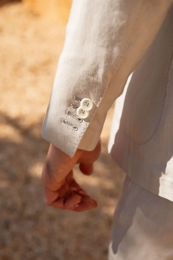 Natural herringbone double breasted suit - Made in Italy