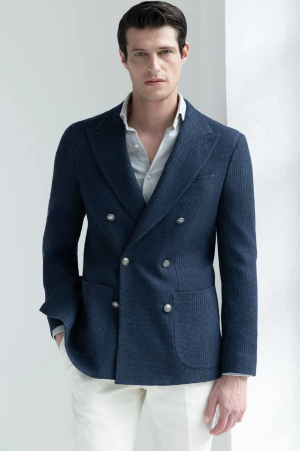 Navy double breasted jacket - Made in Italy