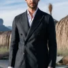 Navy double breasted linen jacket - Made in Italy